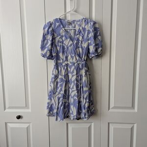 A New Day Blue and Purple Tiered Wrap Sundress